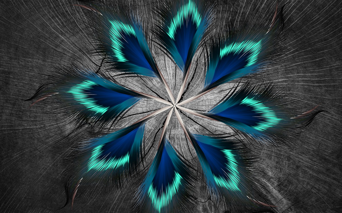 Фреска Павлиньи перья индиго